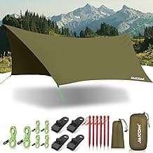 JAICOM Waterproof Hammock Rain Fly, Portable Camping Tarp - 12ft x 9.5ft Large Camp Tarp with Tent Stakes & Trap Clip & Guy Lines, Ultralight Shelter for Backpacking, Outdoor Shade
