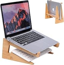 Wooden Laptop Stand Vertical Laptop for 13-18.6in Bamboo Stand for Desk,Laptop Stand Compatible with MacBook Air Pro/Dell XPS/Surface pro/HP/Pixelbook/Lenovo,More Laptops