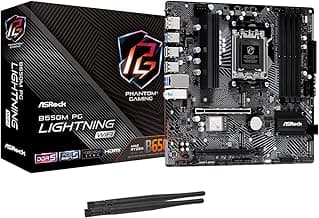 ASRock B650M PG Lightning WiFi 6E AMD Ryzen 9000/8000/7000 Series Socket AM5 B650 DDR5 up to 7200+ (OC) MHz 256 GB SATA3 6.0 Gb/s Micro ATX Motherboard M.2 RGB LED BIOS Flashback