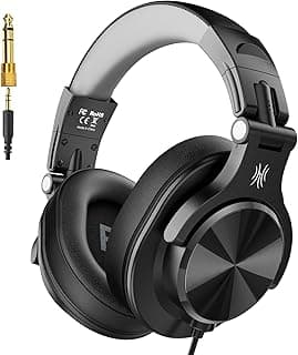 OneOdio A71D Wired Over-Ear Headphones, Studio Monitor Headsets, Hi-Res DJ Stereo Headphone with Foldable Design, 3.5/6.35MM Plug for AMP Recording Podcast Mixing PC Guitar - Black