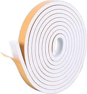 Kikerike Self Adhesive Foam Tape Weatherstrip 1/2in x 1/4in x 16.5Ft High Density Foam Insulation Strips Seal Weather Stripping with Strong Adhesive for Door and Window Sound Isolation Soundproofing