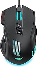 acer Wired Gaming Mouse, 12,800 DPI RGB Ergonomic Computer Mouse with Optical Sensor, 8 Programmable Buttons, 12 Backlit Modes, Software for DIY Keybinds, Rapid Fire, USB Gaming Mice for Laptop, PC