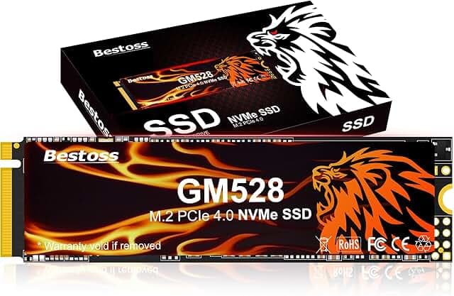 Bestoss 1TB M.2 SSD NVMe PCIe 2280 Internal Solid State Hard Drive, Up to 5000 MB/s, 3D NAND SLC Cache, SSD for Gaming PC Storage, Business Laptop, Home Entertainment, Creative Workflow GM528