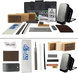 DEMON UNITED USA Silver Edition Ski & Snowboard Tuning Kit w/All Season Wax, Ski Hot Wax Iron, Edge Tuner, Metal Scraper, & More!
