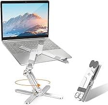 Laptop Stand with 360 Rotating Base, Computer Notebook Laptop Riser Metal Holder for Desk Collaborative Work, Fully Foldable for Easy Storage, Fits All MacBook, Laptops up to 16 inches