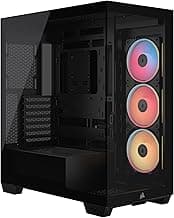 CORSAIR 3500X LX RGB Link Panoramic Mid-Tower PC Case – 3X Pre-Installed Fans, High Airflow, Spacious Interior, GPU Anti-Sag, Reverse Connection Motherboard Compatible – Black