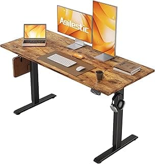 Agilestic Electric Standing Desk, 48 x 24 Inches Height Adjustable Desk, Sit Stand up for Work Office Home, Ergonomic Rising Computer Table with Memory Preset, Rustic Brown