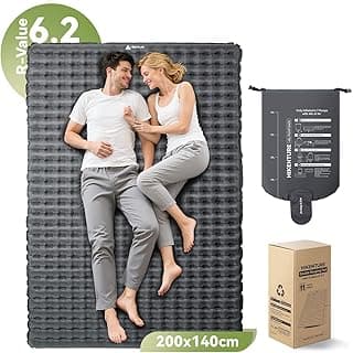 Hikenture Sleeping Pad for Camping,6.2 R-Value Inflatable Camp Mattress,200 * 140cm, Insulated & Ultralight Outdoor Sleeping Mat for 4 Season, Air Bed for Hiking,Backpacking(1222-A1)