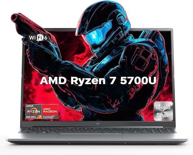 2026 Light Gaming Laptop with AMD Ryzen 7 5700U 8-core (Beats i7-1265U,up to 4.3GHz),16GB DDR4 512GB SSD, AMD Radeon Graphics,WiFi 6,15.6 inch IPS Display,Webcam, AMD Laptop Computer
