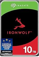 IronWolf 10TB NAS Internal Hard Drive, 3.5" SATA 6Gb/s, 7200 RPM, CMR, RAID Optimized, IronWolf Health Management – for NAS Systems (ST10000VNZ00)