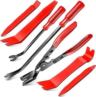 Doaho 7 Pcs Car Trim Removal Tool Kit with Non-Scratch Plastic Pry Tool and Fastener Clip Pliers for auto Safe Interior Car Panel Detachment, Dashboard, Door Clips & Upholstery – Red