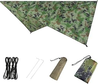 Azarxis Hammock Camping Tarp Rain Fly, Waterproof Tent Footprint Shelter Canopy Sunshade Cloth Picnic Mat for Outdoor Awning Hiking Beach Backpacking - Included Guy Lines & Stakes