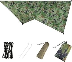 Azarxis Hammock Camping Tarp Rain Fly, Waterproof Tent Shelter Awning Sunshade Cloth Picnic Mat for Outdoor Hiking Beach Backpacking - Included Guy Lines & Stakes
