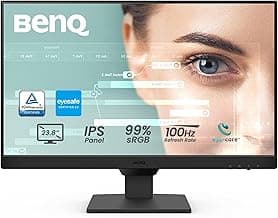 BenQ GW2490 24" Computer Monitor 100Hz FHD 1920x1080p IPS Eye-Care Tech VESA Mount Thin Bezel Low Blue Light Adaptive Brightness Wall Mount Built-in Speakers DisplayPort HDMI Port2