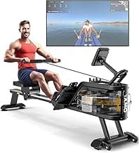 YAMO Water Rowing Machine for Home, Row Machine with 330LBS Weight Capacity, Support Bluetooth & Compatible with Apps, Water Row Machine with Comfortable Seat and Tablet Holder