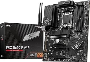MSI PRO B650-P WiFi ProSeries Motherboard (AMD Ryzen 9000/8000/7000 Series Processors, AM5, DDR5, PCIe 4.0, M.2, SATA 6Gb/s, USB 3.2 Gen 2, HDMI/DP, Wi-Fi 6E, Bluetooth 5.3, 2.5Gbps LAN, ATX)