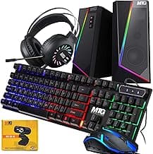 MTG RGB Backlit Mechanical Wired Gaming Keyboard and Mouse, Full Anti-ghosting Keys and RGB Stereo Speaker with 6 Colorful LED Modes with RGB Headphone and Webcam for PC Laptop Combo