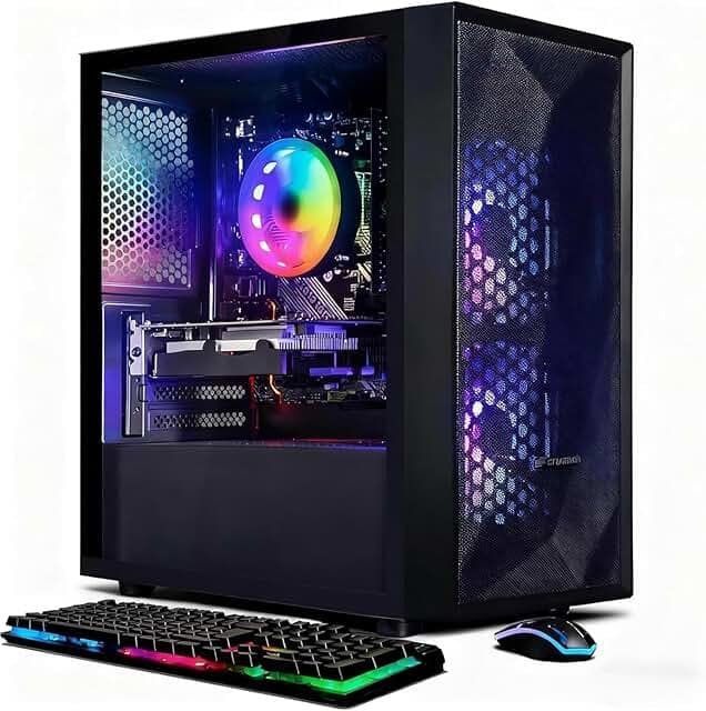 STGAubron Prebuilt Gaming PC Desktop, Radeon RX 550 4G, Intel Core i5 up to 3.6GHz, 16G RAM, 512G SSD, WiFi 6, BT 5.0, RGB Fan x2, Windows 11 Home