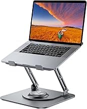 Laptop Stand for Desk, Adjustable Computer Stand with 360° Rotating Base, Ergonomic Laptop Riser for Collaborative Work, Foldable & Portable Laptop Stand, fits for All 10-16" Laptops (Grey)