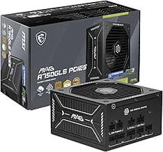 MSI MAG A750GLS PCIE5, Fully Modular Compact Gaming 750W Power Supply, 80+ Gold, ATX 3.1 & PCIe 5.1 Ready, Native Dual-Color 12V-2x6 Cable, Low-Noise, Embossed Jacket Cables, 10 Year Warranty