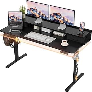 Furmax Electric Standing Desk with Drawers, Stand Up Desk with Storage Shelf Height Adjustable Computer Desk with Organizer for Home Office Ergonomic (Black, 48 Inch)