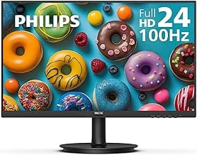 Philips New 24 inch Frameless Full HD (1920 x 1080) 100Hz Monitor, VESA, HDMI x1, VGA Port x1, Eye Care, 4 Year Advance Replacement Warranty, 241V8LB, Black