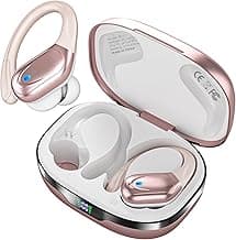Wireless Earbuds, Sports Bluetooth Headphones, 80Hrs Playtime Ear Buds with LED Power Display, Noise Canceling Headset, IPX7 Waterproof Earphones for Workout/Running（Rose Gold）