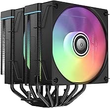 IX20 ARGB Air Cooling Fan, Twin Tower CPU Cooler with Dual 120mm Fans, 6 Copper Heat Pipes, 5.00 x 5.4 x 6.2 inches, Compatible with AMD AM4/AM5 and Intel 115X/1200/1366/1700/1851/2011 (Black)