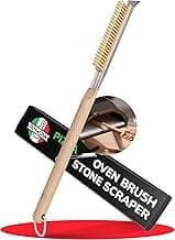 Senwosa 22” Pizza Oven Brush with Stone Scraper - Heat Resistant Stainless Steel Bristles, Long Handle - Compatible with Ooni, Gozney & Similar Ovens