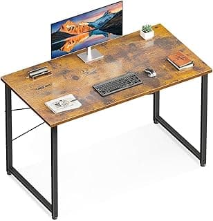 Casaottima 40 Inch Small Computer Desk for Home Office, Study Writing Table for Small Spaces, Simple Modern Desk with Headphone Hooks, Vintage
