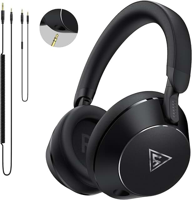 DOQAUS Studio Monitor Headphones Wired, Over Ear Professional Headphones with Natural Balanced Sound, 50mm Drivers, 6.35mm & 3.5mm Jack, Closed-Back for Recording, Mixing, DJ, Guitar Amp, PC