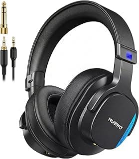 NUBWO Studio Monitor Headphones for Podcast, Hi-Res Wired Headphones with 45mm Drivers, 3.5/6.35mm Detachable Jack, Professional DJ Headsets for Piano/Guitar APM/Recording/Mixing-HD01 (Black)