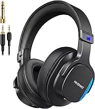 NUBWO Studio Monitor Headphones for Podcast, Hi-Res Wired Headphones with 45mm Drivers, 3.5/6.35mm Detachable Jack, Professional DJ Headsets for Piano/Guitar APM/Recording/Mixing-HD01 (Black)