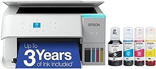 Epson EcoTank ET-2980 Wireless All-in-One Colour Supertank Printer with up to 3 Years of Ink, Refillable Tanks, Perfect for Home, 15 PPM, 1.44" Colour Screen, Auto 2-Sided Printing – White (Renewed)