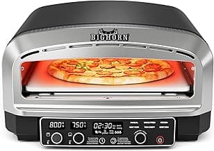 BIG HORN OUTDOORS Pizza Oven Indoor, 14 Inch Electric Countertop Pizza Oven with 6 Preset Modes, Perfect Pizza Maker Machine for Home, Pizza Cooker with Pizza Stone and Pizza Peel, Stainless Steel