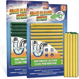 Drain Cleaner and Deodorizer Sticks, 24 Pcs Enzyme Drain Sticks - Natural Clog Remover & Odor Eliminator, Prevent Clogged Drains Year-Round in Kitchen, Bathroom, Shower & Toilet