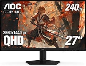 AOC 27 Inch QHD Gaming Monitor 240Hz 0.3ms, Overclock 260Hz, IPS, 2560x1440, G-Sync Compatible, HDR Ready, DisplayPort 1.4 HDMI 2.0, VESA Mount, 3-Year Zero-Bright-Dot, Q27G41ZE