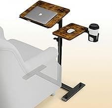 Aothia Small Standing Desk Rolling Table Adjustable Height, Laptop Mobile Stand with Wheels, Overbed Table, Portable Computer Workstation with Tiltable Desktop for Teacher Classroom Home Office, Brown