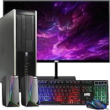 HP Elite Desktop Computer PC, 3.1 GHz, Intel Core i5, 16GB, RAM, 1TB HDD, New 22 inch LED Monitor, RGB Speaker and Keyboard Mouse, WiFi, Windows 11 (Renewed)