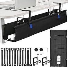 36" Under Desk Cable Management Tray- Clamp/Screw Mount Desk Cable Organizer Cable Tray Hiders for Office&Home