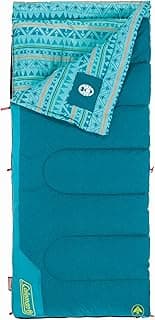Coleman Kids 50°F Sleeping Bag, Comfortable Youth Sleeping Bag for Sleepovers & Camping, Fits Children up to 5ft Tall, Glow in The Dark Design, Stuff Sack Included, Machine Washable