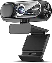 1080P HD Webcam with Microphone, Noise Cancellation, Privacy Cover, Wide-Angle Lens, Auto Light Correction, Plug & Play USB Webcam for Laptop, PC, Mac, Zoom, Skype, Streaming (Carbon Black