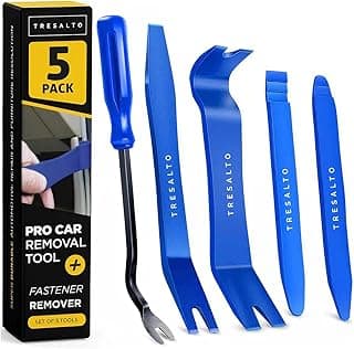 Tresalto Auto Trim Removal Tool Kit - 5 Piece Set for Dash, Door Panel, Clip Remover - Scratch-Resist Nylon Pry Tools for Interior Car Trims Work - Panel Prying Tools Included - Blue