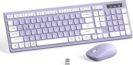 Wireless Keyboard and Mouse Combo, Full-Sized Wireless Keyboard and Adjustable DPI Mouse, 2.4GHz USB Receiver, Silent Keyboard and Mouse for PC, Windows, MAC, Desktop, Laptop(Purple)