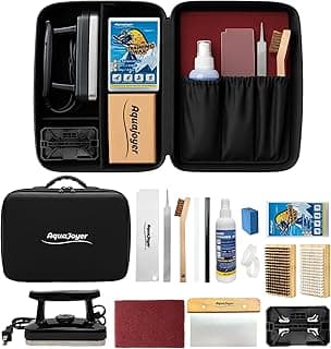 Professional Ski & Snowboard Wax Kit - All-in-One Basic Waxing & Tuning Set with Adjustable Wax Iron, All Temperature Wax, Edge Tuner, Base Cleaner, Brush, Scraper, P-tex, Tuning Stone & Storage Bag