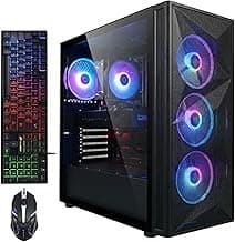 Gaming PC Desktop Computer, AMD Ryzen 7 5700X up to 4.6G, GeForce RTX 3050 6G, 16GB DDR4, 1TB SSD, WiFi 6 & BT 5.2, RGB Fan x4, Windows 11 Home