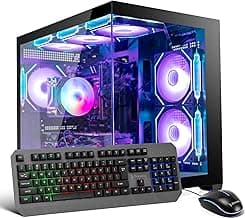 Gaming PC Desktop, Prebuilt Gaming Computer RTX 4060, i7-11700F, 16GB DDR4 RAM, 1TB NVMe SSD, WiFi 6 / BT5.4, 7X ARGB Fans, Windows 11 Pro, VR Ready High FPS Gaming Tower