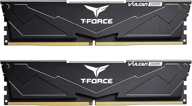 TEAMGROUP T-Force Vulcan DDR5 32GB (2x16GB) 6400MHz (PC5-51200) CL32 Desktop Memory Module Ram for 600 700 Series Chipset XMP 3.0 Black FLBD532G6400HC32ADC01