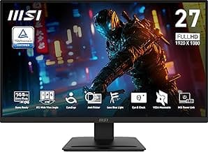 msi PRO MP273L E14 27-inch IPS 1920 x 1080 (FHD) Gaming Office Monitor, 144Hz, Adaptive-Synch, HDR Ready, HDMI, VGA Port,VESA Mountable, Tilt, 4-Side Slim Bezel,1ms, Black