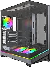 MONTECH Sky 3 ATX PC Case, Panoramic Glass, Adjustable Airflow, Personalized Design, 360mm Radiator Support, 3x120mm ARGB PWM Fans Pre-Installed, Compact Build for Next-Gen GPU, Black (SKY3B)